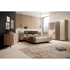 Двуспальная каркасная кровать Perfect Home Italy 160 210x163,2x104 Дуб артизан/Антрацит (PFH-091099)
