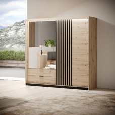 Шкаф распашной четырехдверный полукупе Perfect Home Italy 4D2S/220 220x210,4x60 Дуб артизан/Антрацит (PFH-091097)