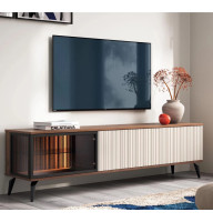 Тумба под телевизор с подсветкой Perfect Home Vici RTV180 3D 180x50x39 Орех/Кашемир (PFH-091295)