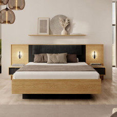Двуспальная каркасная кровать Perfect Home Baltic 160 210x166,6x102 Дуб балтийский/Черный (PFH-091380)