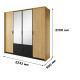 Шкаф распашной четырехдверный Perfect Home Baltic 4D2S/220 223,2x210x59 Дуб балтийский/Черный (PFH-091376) - фото 6