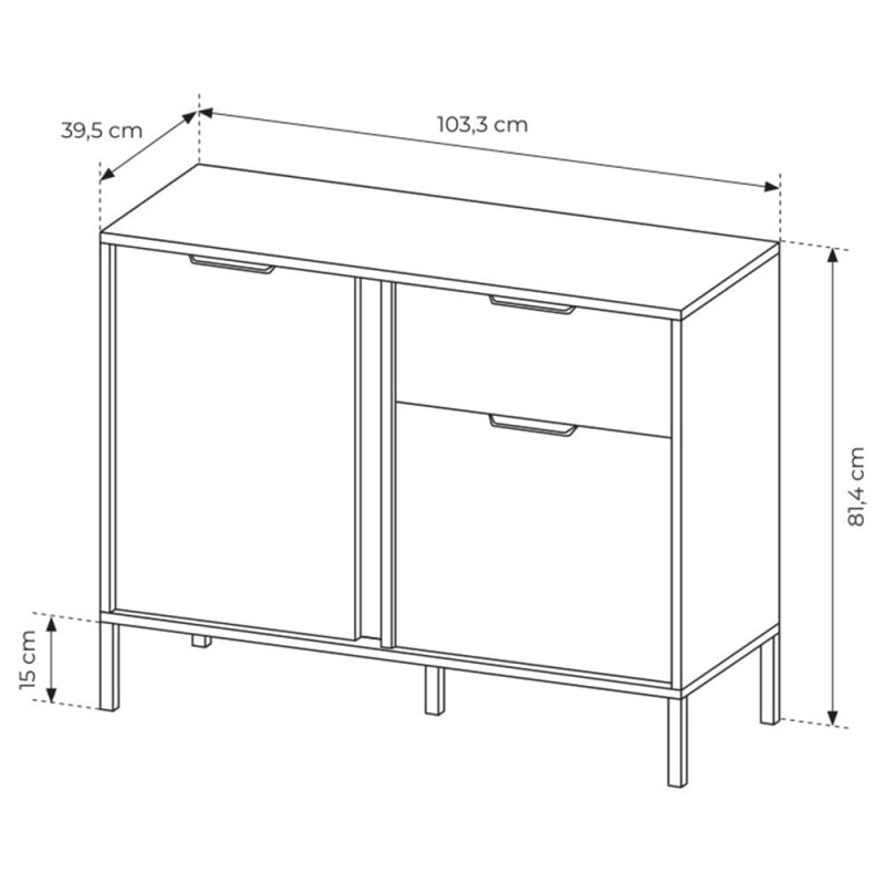 Комод с телескопическими направляющими Perfect Home Clars 2DS/104 103,3x81,4x39,5 Антрацит (PFH-091017)