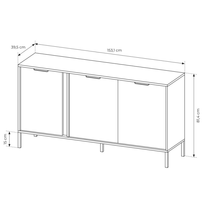 Комод Perfect Home Clars 3D/153 153,1x81,4x39,5 Антрацит (PFH-091018)