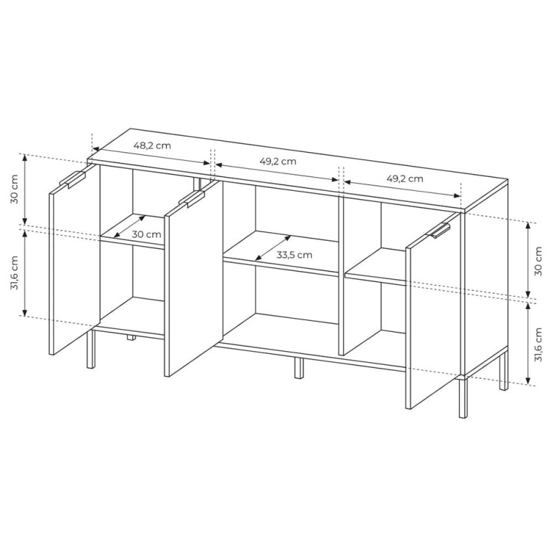 Комод Perfect Home Clars 3D/153 153,1x81,4x39,5 Антрацит (PFH-091018)