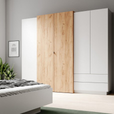 Шкаф распашной четырехдверный Perfect Home Cube 4D2S/230 230x198,8x51,6 Белый/Дуб крафт золотой (PFH-091047)