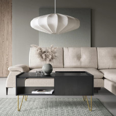 Журнальный стол с телескопическими направляющими Perfect Home Harmony 87х65х45 Черный/Черный мрамор роял (PFH-091200)