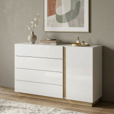 Комод Perfect Home Marco 1D4S/138 138,2x90,5x40 Белый/Белый глянец/ Дуб грандсон (PFH-091044)