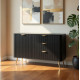 Комод с телескопическими направляющими Perfect Home Lante 1D3S/138 138,2x81,2x38 Черный (золотые ножки) (PFH-091192) - фото 1