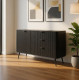 Комод с телескопическими направляющими Perfect Home Lante 1D3S/138 138,2x81,2x38 Черный (черные ножки) (PFH-091117) - фото 1