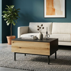 Журнальный стол с телескопическими направляющими Perfect Home Lang 1S 80,1х60,1х48,4 Черный/Дуб эвок (PFH-091147)