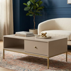 Журнальный стол с телескопическими направляющими Perfect Home Mono ML104 103,5x46,2x68 Беж песочный (золотые ножки) (PFH-091211)