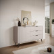 Комод с телескопическими направляющими Perfect Home Lante 1D3S/138 138,2x81,2x38 Бежевый (черные ножки) (PFH-091178) - фото 1