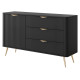 Комод с телескопическими направляющими Perfect Home Lante 1D3S/138 138,2x81,2x38 Черный (золотые ножки) (PFH-091192) - фото 2