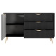 Комод с телескопическими направляющими Perfect Home Lante 1D3S/138 138,2x81,2x38 Черный (золотые ножки) (PFH-091192) - фото 4
