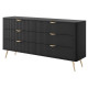Комод з телескопічними напрямними Perfect Home Lante 6S/163 163,2x81,2x38 Чорний (золоті ніжки) (PFH-091190) - фото 3