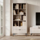 Стелаж Perfect Home Lante 2S 193,8x88,2x38 Бежевий (чорні ніжки) (PFH-091173) - фото 1