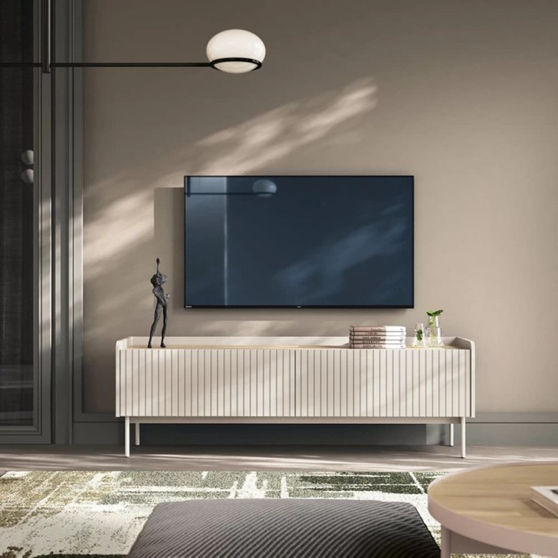 Тумба під телевізор Perfect Home Level 2D/153 153х50,2х38 Бежевий/Дуб сканді (PFH-091158) - фото 