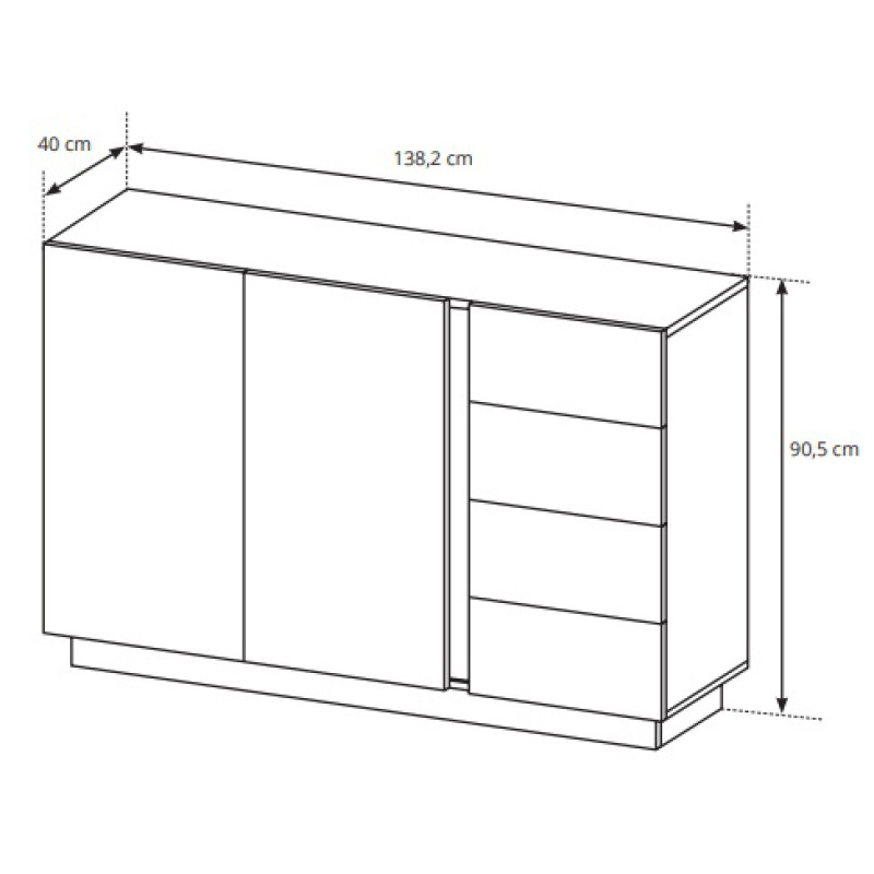 Комод Perfect Home Marco 2D4S/138 138,2x90,5x40 Дуб артизан/Графит (PFH-091063)