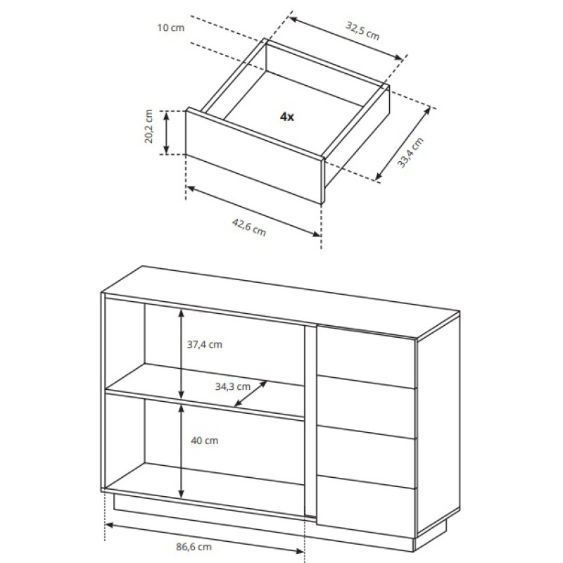Комод Perfect Home Marco 2D4S/138 138,2x90,5x40 Дуб артизан/Графит (PFH-091063)