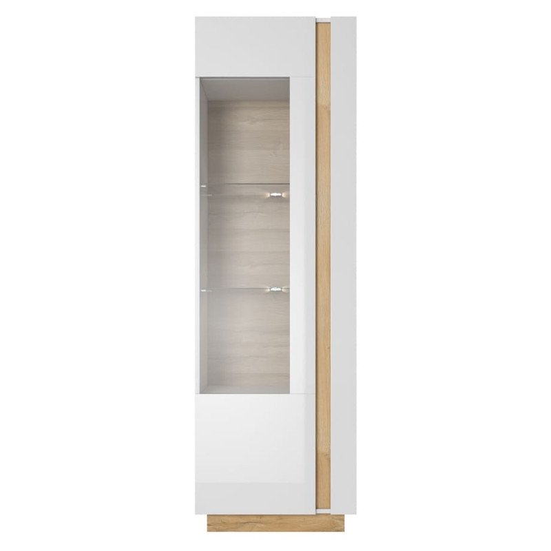 Вітрина висока у вітальню  Perfect Home Marco 1D1W/60 193,5х60х40 Білий/Білий глянець/Дуб грандсон (PFH-091029)
