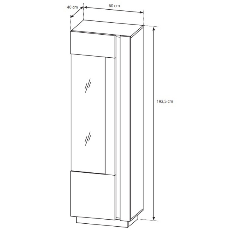Вітрина висока у вітальню  Perfect Home Marco 1D1W/60 193,5х60х40 Білий/Білий глянець/Дуб грандсон (PFH-091029)