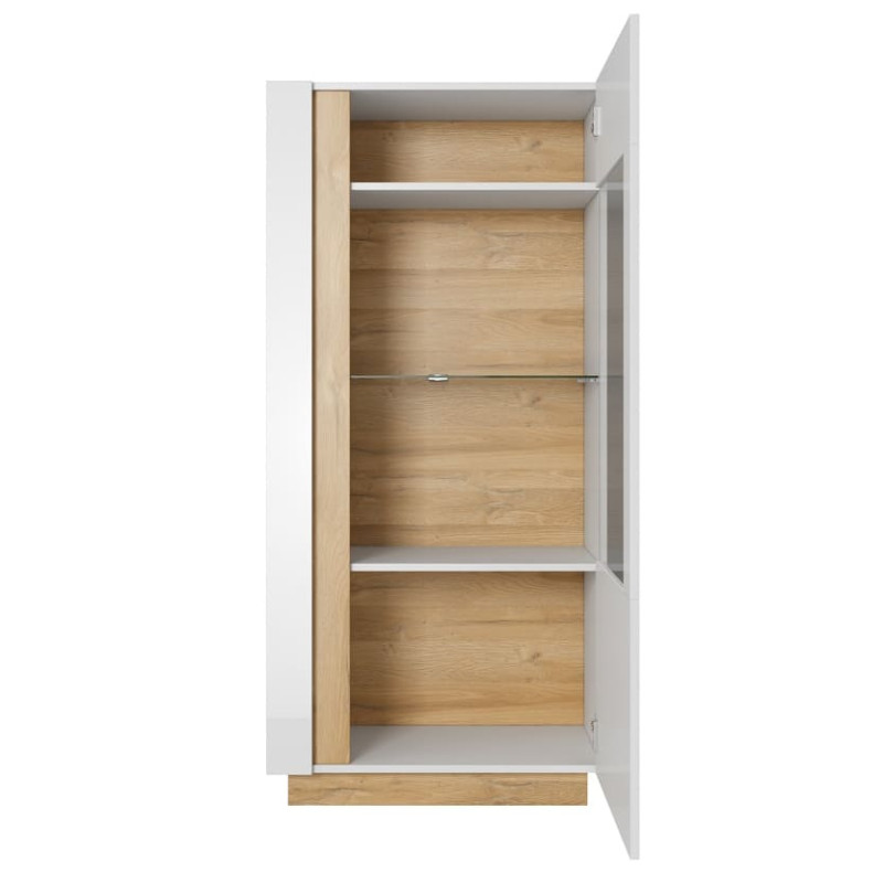 Вітрина низька у вітальню  Perfect Home Marco 1D1W/72 154х72х40 Білий/Білий глянець/Дуб грандсон (PFH-091030)