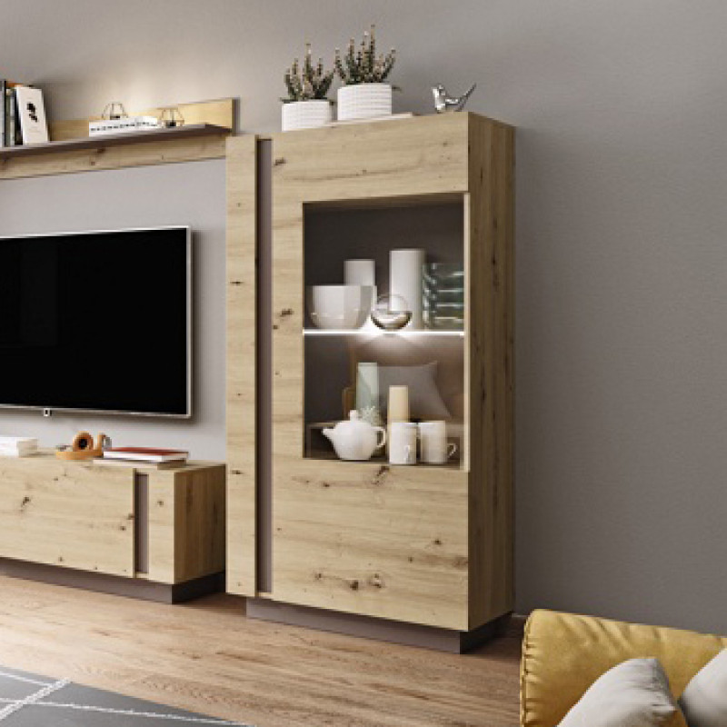 Вітрина низька у вітальню  Perfect Home Marco 1D1W/72 154х72х40 Дуб артизан/Графіт (PFH-091060) - фото 
