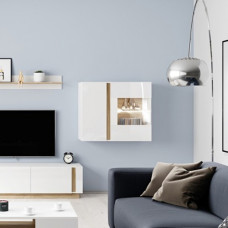 Вітрина навісна у вітальню Perfect Home Marco 2D1W/96 82,5х96,5х40 Білий/Білий глянець/Дуб грандсон (PFH-091031)