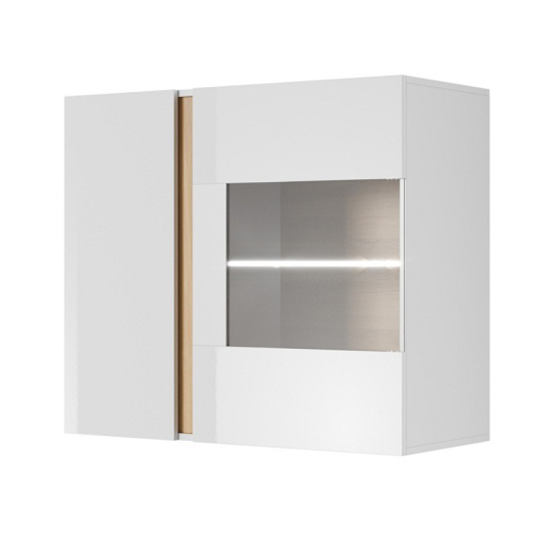 Вітрина навісна у вітальню Perfect Home Marco 2D1W/96 82,5х96,5х40 Білий/Білий глянець/Дуб грандсон (PFH-091031)