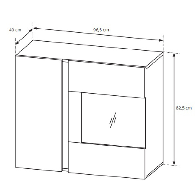 Вітрина навісна у вітальню Perfect Home Marco 2D1W/96 82,5х96,5х40 Білий/Білий глянець/Дуб грандсон (PFH-091031)