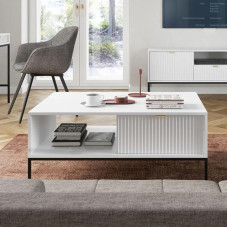 Журнальный стол с телескопическими направляющими Perfect Home Nova L104 1S 104x68x46 Белый (черные ножки) (PFH-091248)