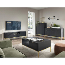 Журнальный стол с телескопическими направляющими Perfect Home Nova L104 1S 104x68x46 Черный (золотые ножки) (PFH-091263)