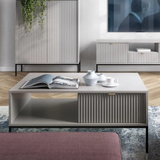 Журнальный стол с телескопическими направляющими Perfect Home Nova L104 1S 104x68x46 Серый (черные ножки) (PFH-091250)