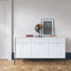 Комод з телескопічними напрямними Perfect Home Nova KSZ154 3D3S 154x63x39 Білий (чорні ніжки) (PFH-091240) - фото 1