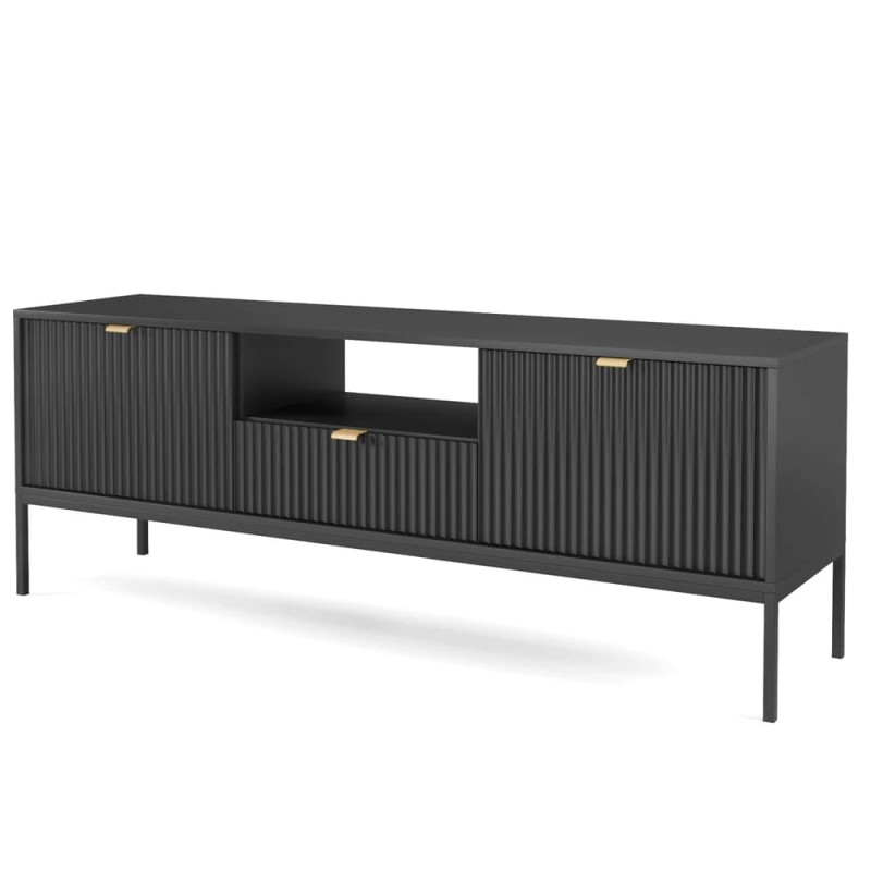 Тумба під телевізор з телескопічними напрямними Perfect Home Nova RTV154 2D1S 168х56х39 Чорний (чорні ніжки) (PFH-091219)