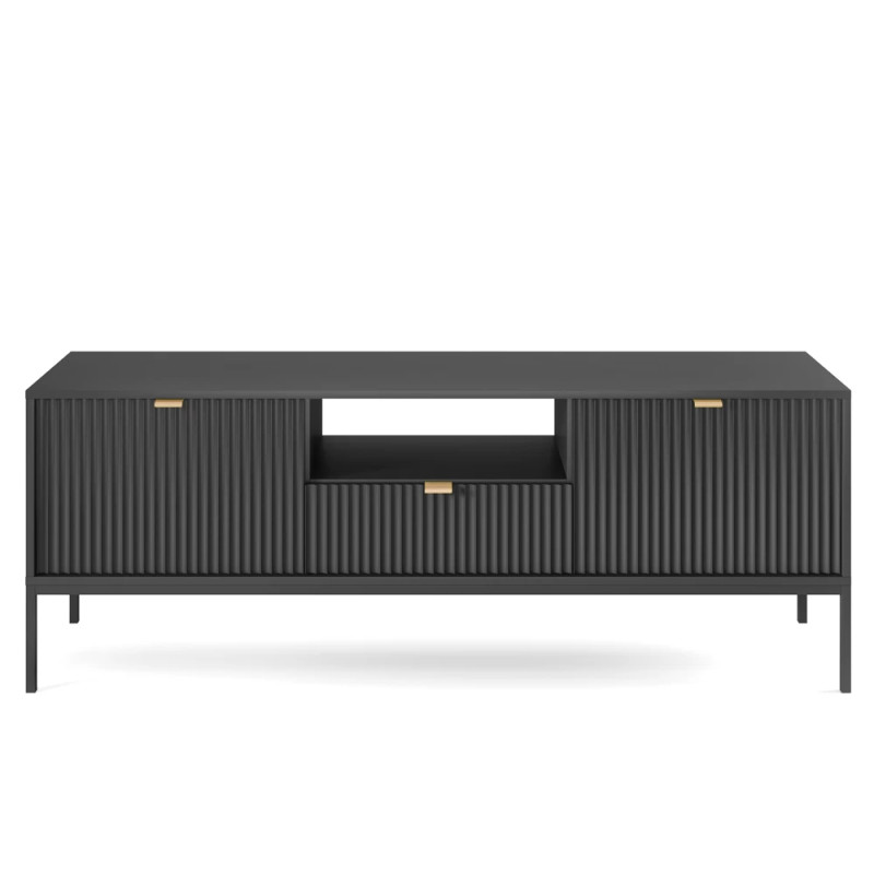 Тумба під телевізор з телескопічними напрямними Perfect Home Nova RTV154 2D1S 168х56х39 Чорний (чорні ніжки) (PFH-091219)
