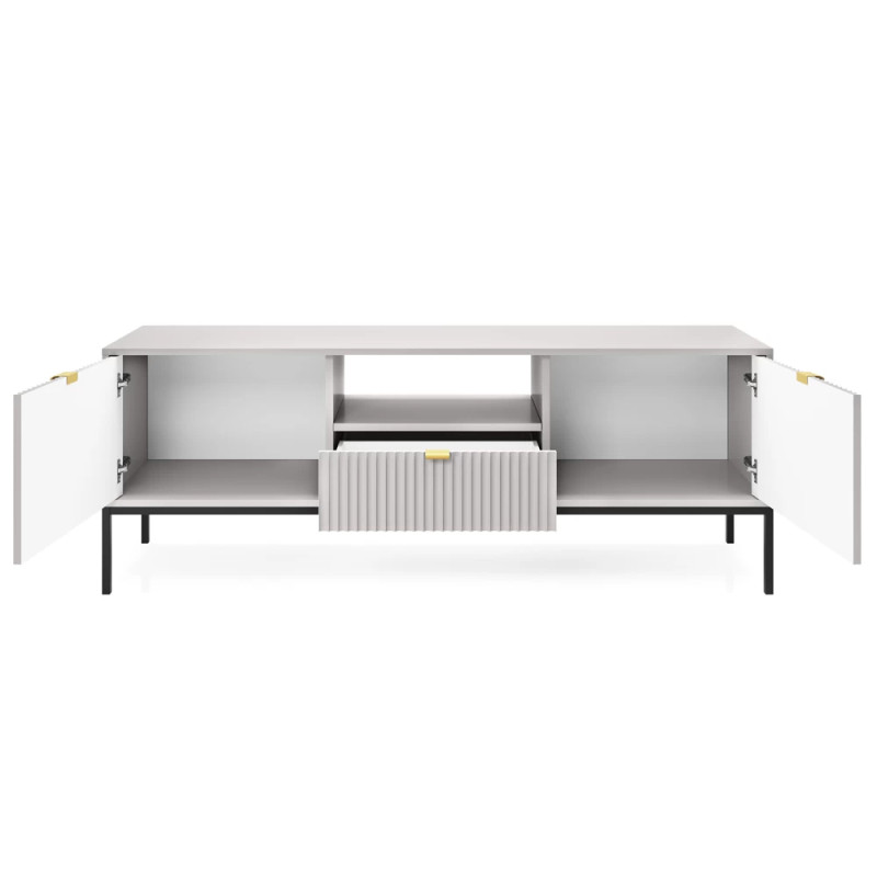 Тумба під телевізор з телескопічними напрямними Perfect Home Nova RTV154 2D1S 168х56х39 Сірий (чорні ніжки) (PFH-091227)