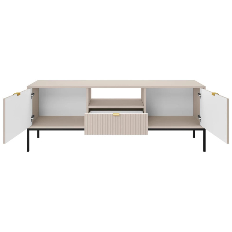 Тумба під телевізор з телескопічними напрямними Perfect Home Nova RTV154 2D1S 168х56х39 Кашемір (чорні ніжки) (PFH-091230)
