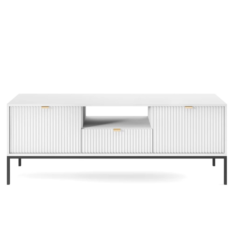 Тумба під телевізор з телескопічними напрямними Perfect Home Nova RTV154 2D1S 168х56х39 Білий (чорні ніжки) (PFH-091225)
