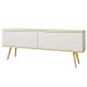 Тумба під телевізор Perfect Home Oro RTV135 MDF 2D 135х53х32 Білий (золоті ніжки) (PFH-091329) - фото 2