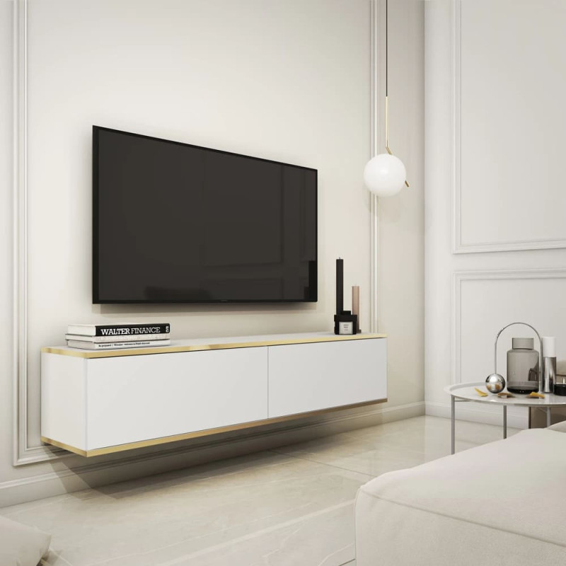 Тумба під телевізор навісна Perfect Home Oro RTV135 2D 135х30х32 Білий (PFH-091349) - фото 