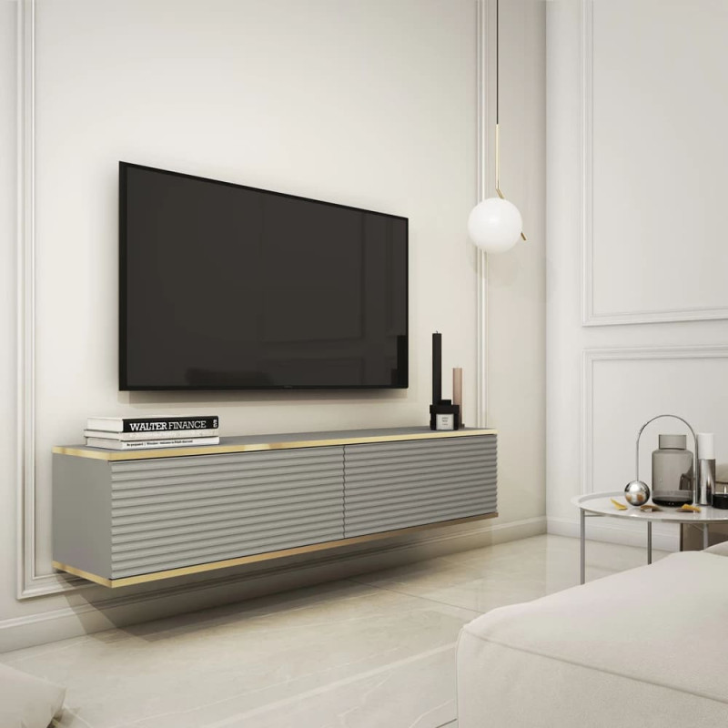 Тумба під телевізор навісна Perfect Home Oro RTV135 MDF 2D 135х30х32 Сірий (PFH-091357) - фото 