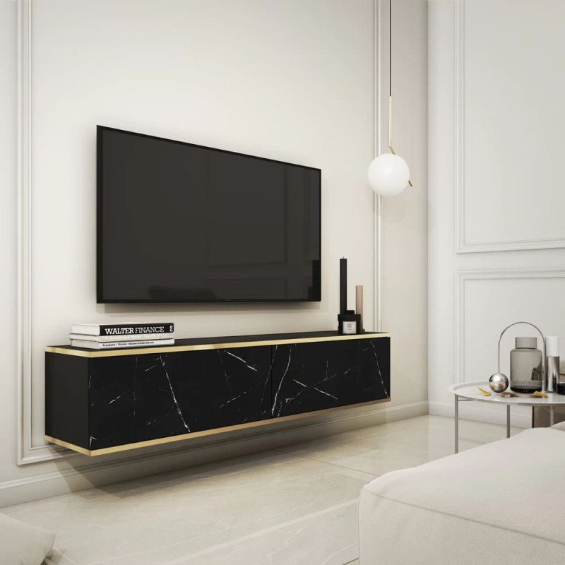 Тумба під телевізор навісна Perfect Home Oro RTV135 2D 135х30х32 Чорний мармур (PFH-091358) - фото 