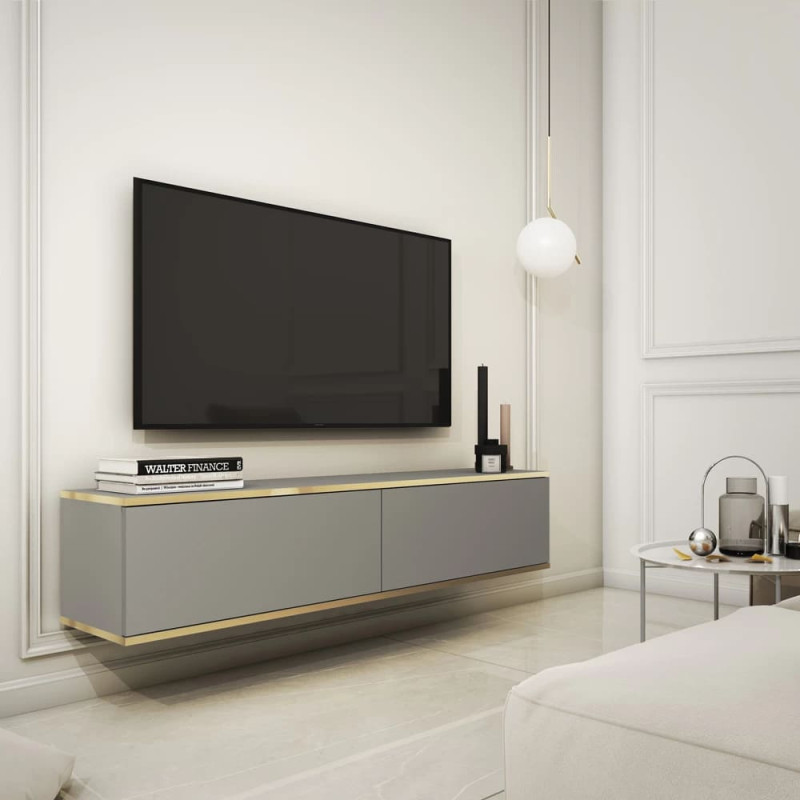 Тумба під телевізор навісна Perfect Home Oro RTV135 2D 135х30х32 Сірий (PFH-091350) - фото 
