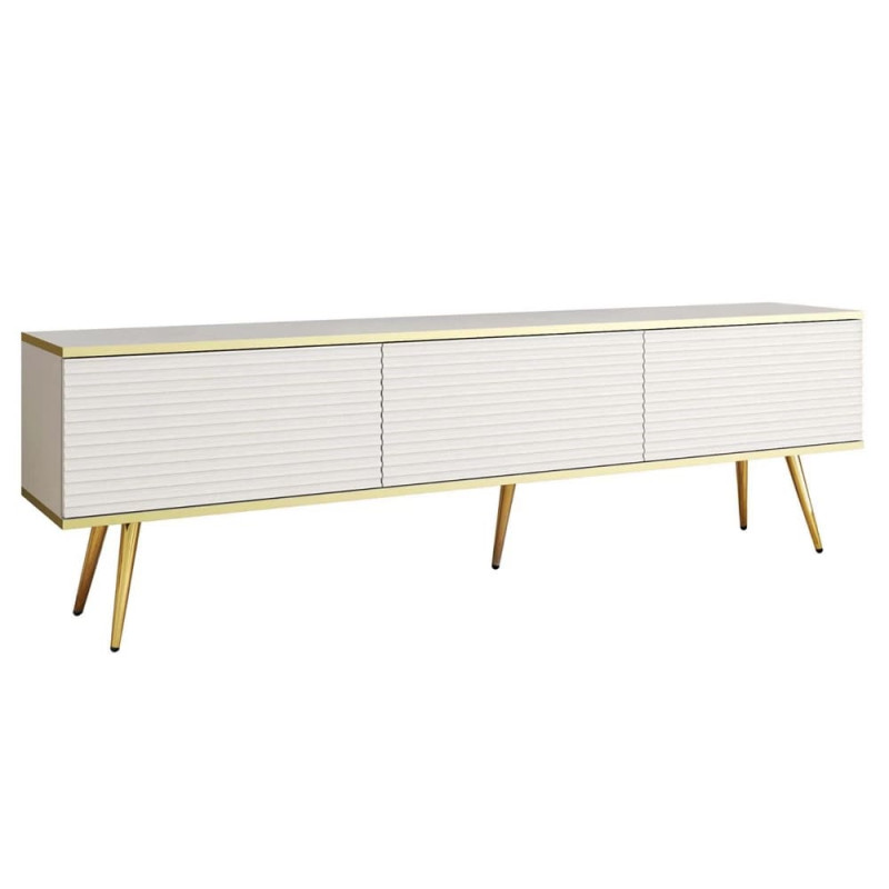 Тумба під телевізор Perfect Home Oro RTV175 MDF 3D 175х53х32 Білий (золоті ніжки) (PFH-091341)