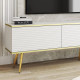 Тумба під телевізор Perfect Home Oro RTV175 MDF 3D 175х53х32 Білий (золоті ніжки) (PFH-091341) - фото 3