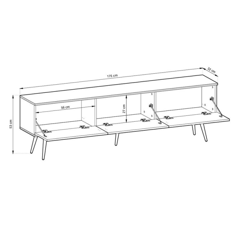 Тумба під телевізор Perfect Home Oro RTV175 MDF 3D 175х53х32 Білий (золоті ніжки) (PFH-091341)