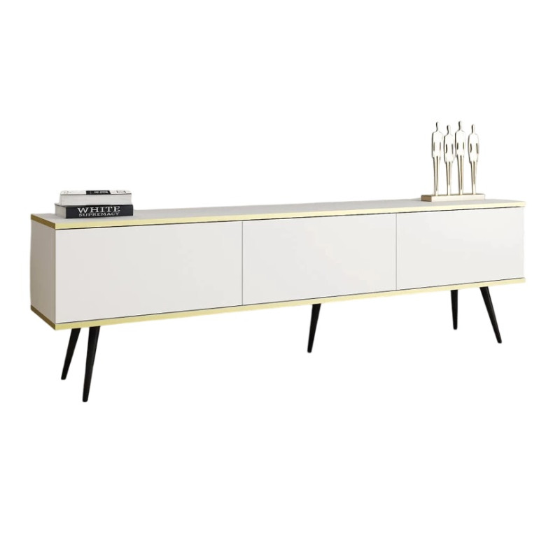 Тумба під телевізор Perfect Home Oro RTV175 3D 175х53х32 Білий (чорні ніжки) (PFH-091336)
