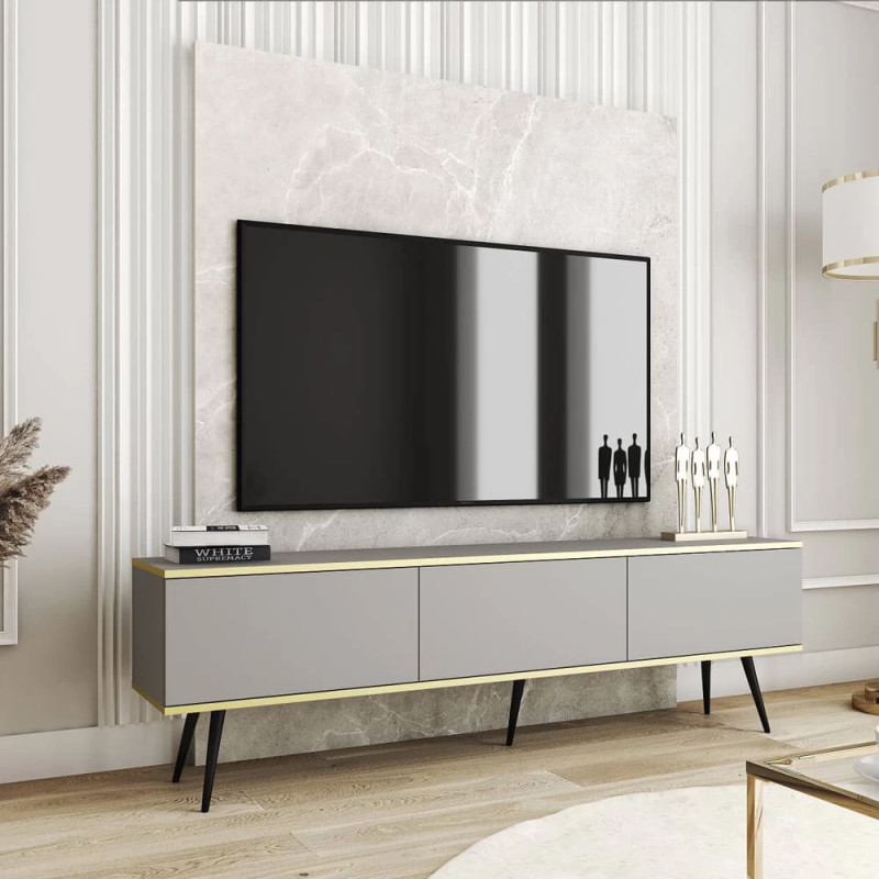 Тумба під телевізор Perfect Home Oro RTV175 3D 175х53х32 Сірий (чорні ніжки) (PFH-091338) - фото 
