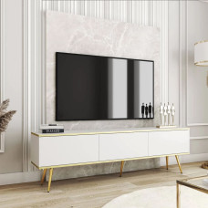 Тумба під телевізор Perfect Home Oro RTV175 3D 175х53х32 Білий (золоті ніжки) (PFH-091319)